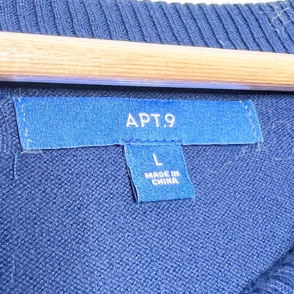 APT.9 Women’s Navy White Tie-Dye Swoop Crewneck Pullover Long Sleeve Sweater - Picture 14 of 16